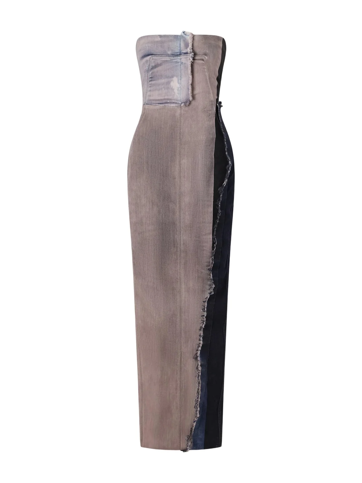 Distressed Paneled Stretch-denim Maxi Dress Distressed Paneled Stretch-denim Maxi Dress