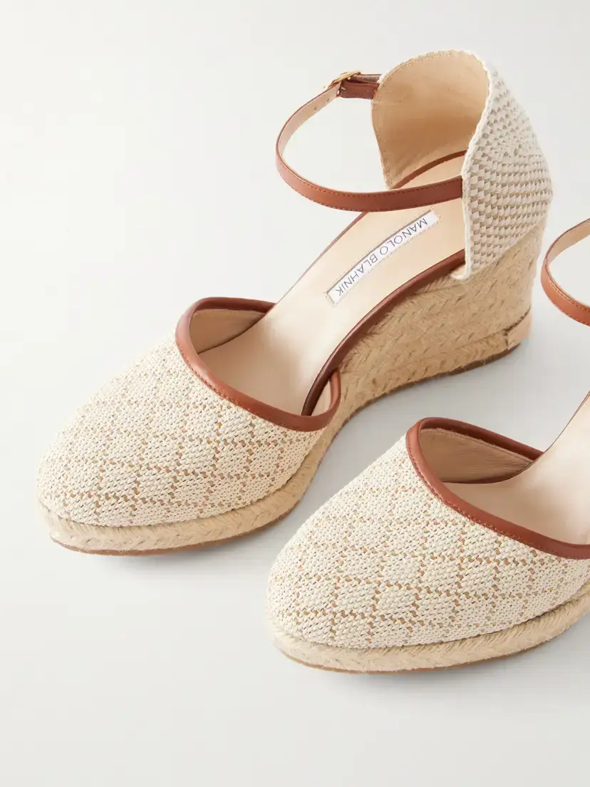 Manolo Blahnik Espadrahi 90 Leather-trimmed Canvas Espadrille Pumps | Thumbnail 5 Manolo Blahnik Espadrahi 90 Leather-trimmed Canvas Espadrille Pumps | Thumbnail 5
