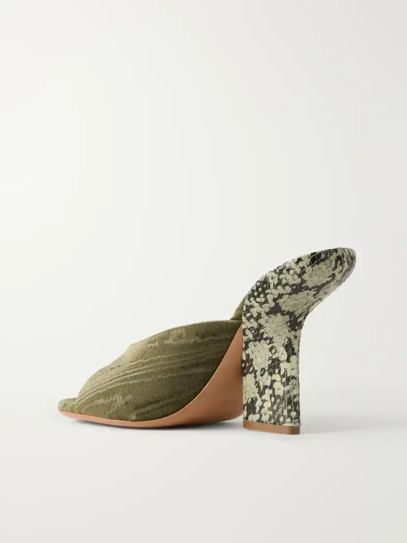 Dries Van Noten Snake-effect Leather-trimmed Velvet-moire Sandals | Thumbnail 3 Dries Van Noten Snake-effect Leather-trimmed Velvet-moire Sandals | Thumbnail 3