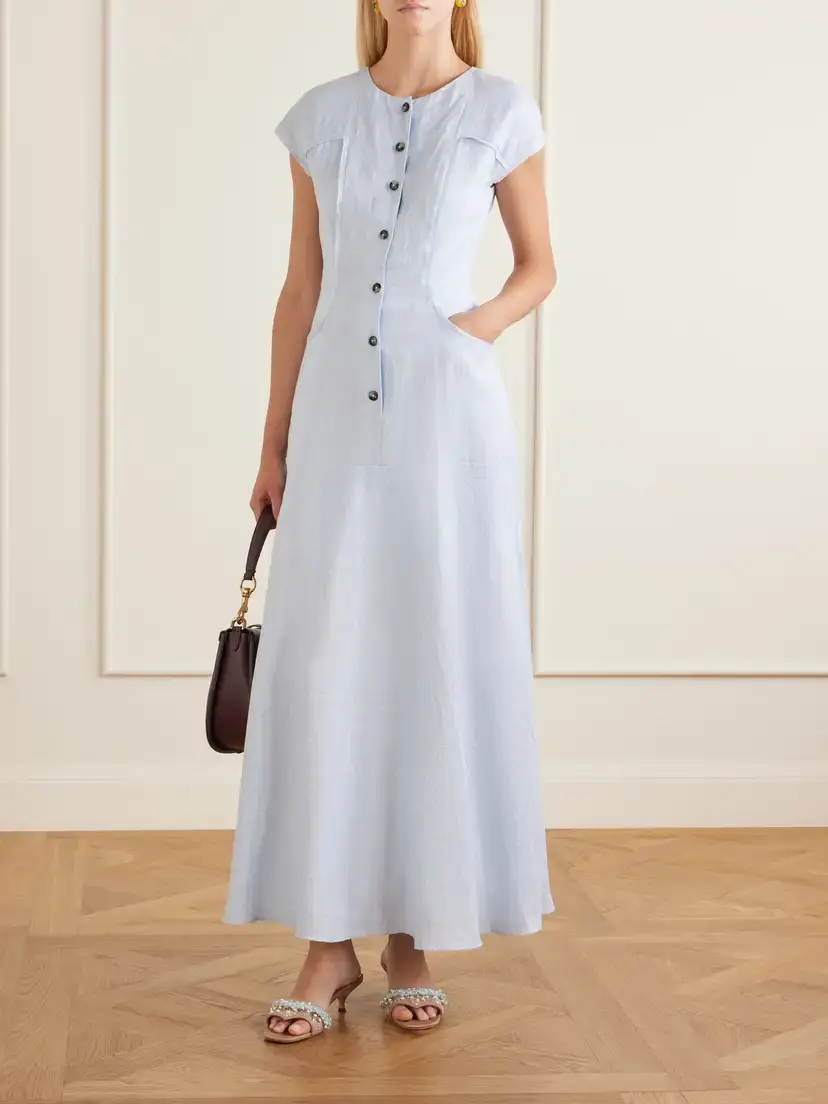 Saloni Sierra Linen Midi Dress | Thumbnail 2 Saloni Sierra Linen Midi Dress | Thumbnail 2