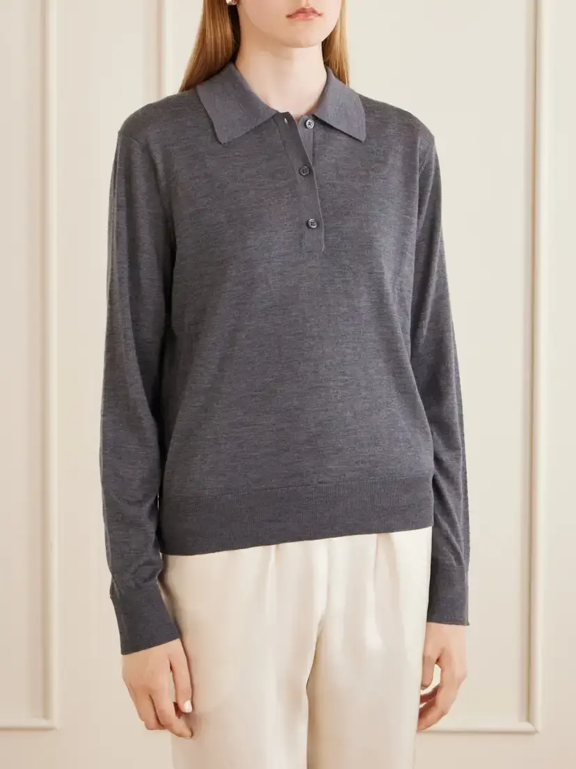 Loulou de Saison Miles Cashmere Polo Sweater | Thumbnail 3 Loulou de Saison Miles Cashmere Polo Sweater | Thumbnail 3