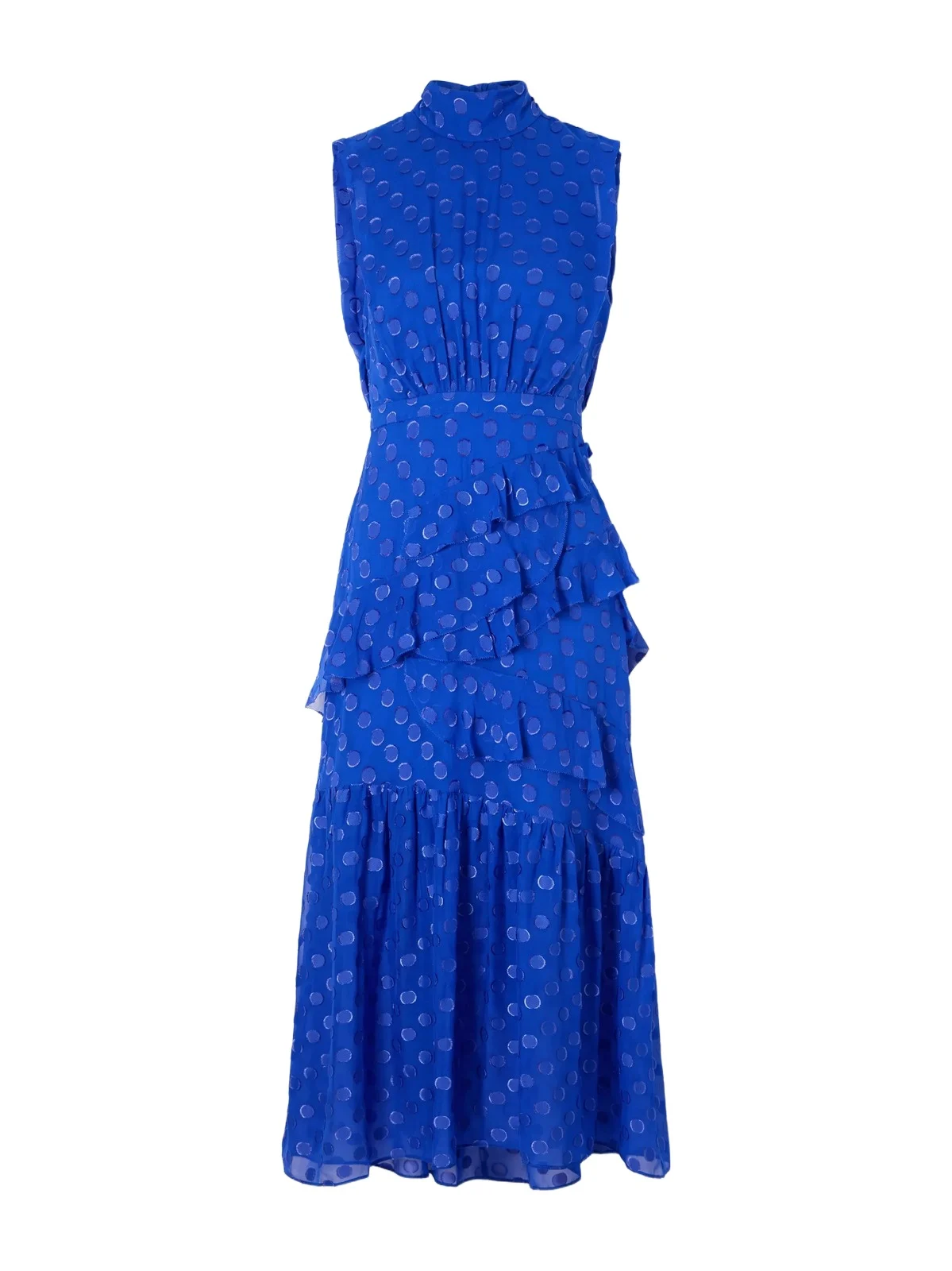 Fleur Polka-dot Ruffled Fil Coupé Silk-blend Crepe De Chine Midi Dress Fleur Polka-dot Ruffled Fil Coupé Silk-blend Crepe De Chine Midi Dress