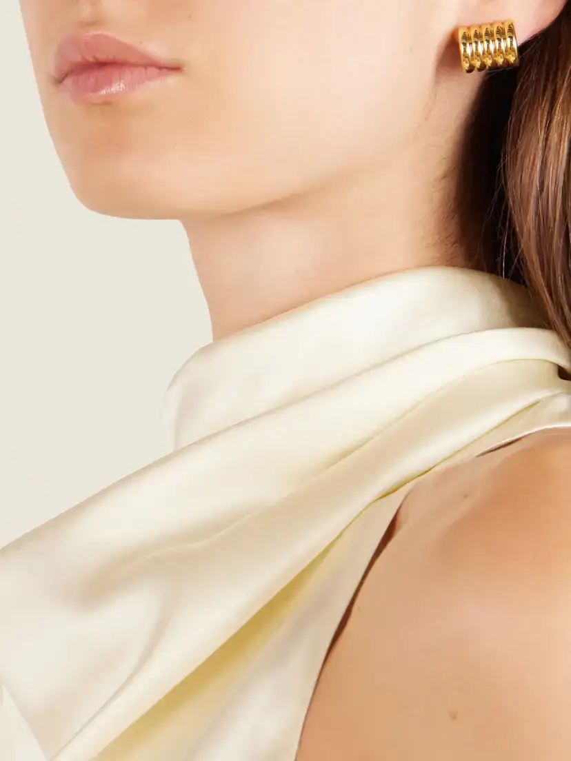 Déhanche Hollyhock Medium Gold-tone Earrings | Thumbnail 2 Déhanche Hollyhock Medium Gold-tone Earrings | Thumbnail 2