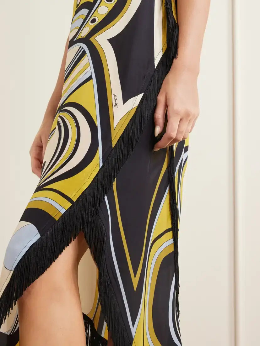 La DoubleJ Fringed Printed Silk-voile Mini Dress | Thumbnail 4