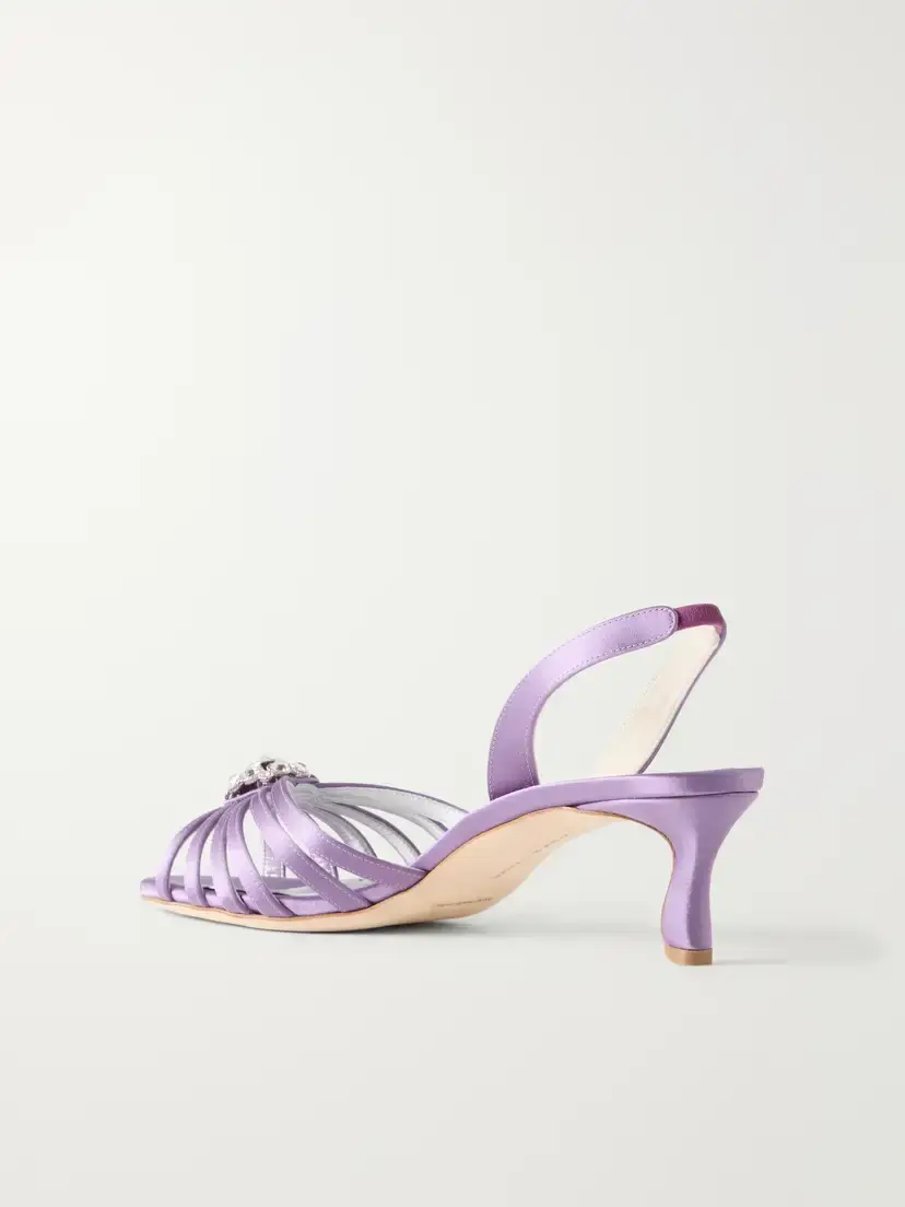 Manolo Blahnik Fulmasli 50 Crystal-embellished Satin Sandals | Thumbnail 3 Manolo Blahnik Fulmasli 50 Crystal-embellished Satin Sandals | Thumbnail 3