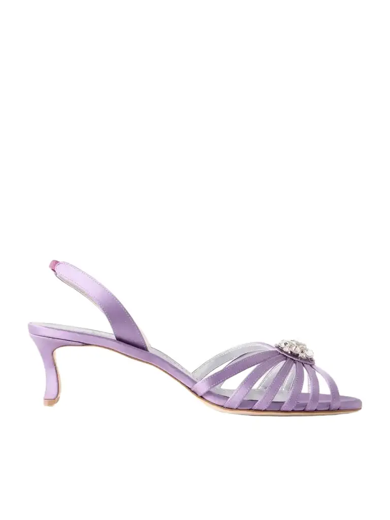 Manolo Blahnik Fulmasli 50 Crystal-embellished Satin Sandals