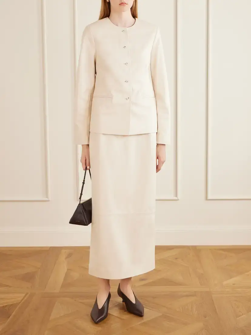 Loulou de Saison Inga Paneled Leather Midi Skirt | Thumbnail 2 Loulou de Saison Inga Paneled Leather Midi Skirt | Thumbnail 2