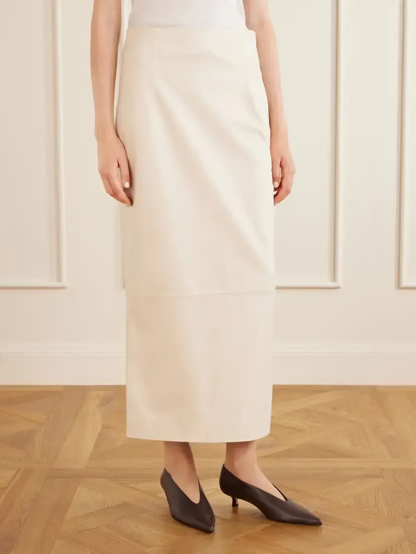 Loulou de Saison Inga Paneled Leather Midi Skirt | Thumbnail 3 Loulou de Saison Inga Paneled Leather Midi Skirt | Thumbnail 3