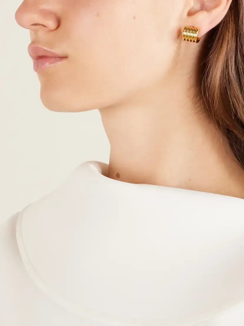 Déhanche Hollyhock Small Gold-tone Earrings | Thumbnail 2 Déhanche Hollyhock Small Gold-tone Earrings | Thumbnail 2