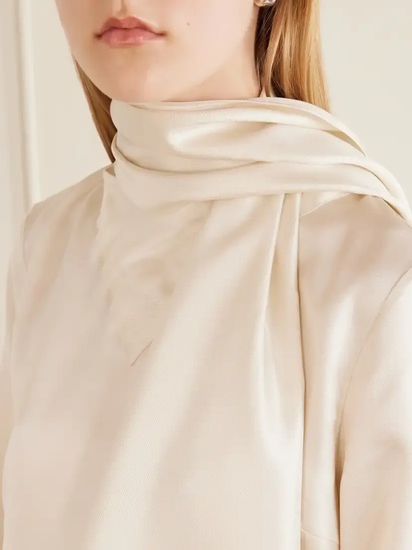 Loulou de Saison Gala Scarf-detail Silk-twill Blouse | Thumbnail 5 Loulou de Saison Gala Scarf-detail Silk-twill Blouse | Thumbnail 5