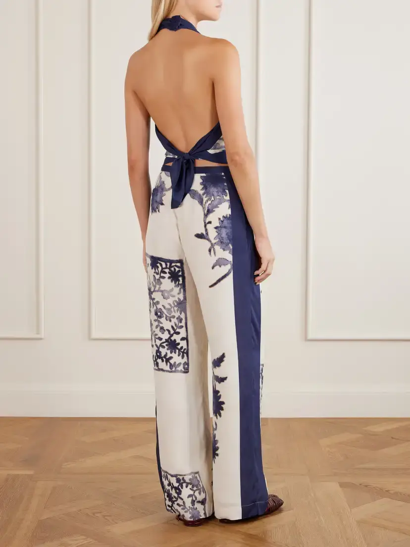 SIR. Phillipa Printed Silk-blend Halter Tank | Thumbnail 3 SIR. Phillipa Printed Silk-blend Halter Tank | Thumbnail 3