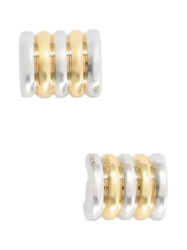 Hollyhock Silver And Gold-tone Earrings