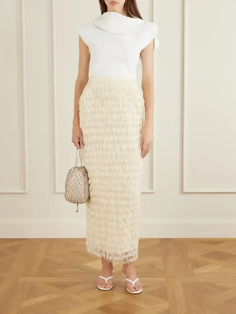 Maticevski Resonate Fringed Satin Midi Skirt | Thumbnail 2
