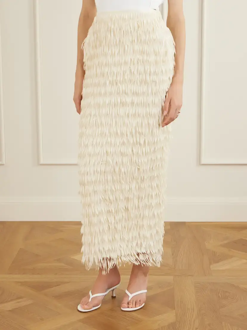 Maticevski Resonate Fringed Satin Midi Skirt | Thumbnail 3