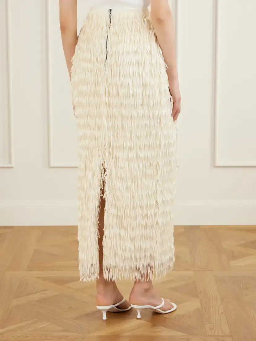 Maticevski Resonate Fringed Satin Midi Skirt | Thumbnail 4