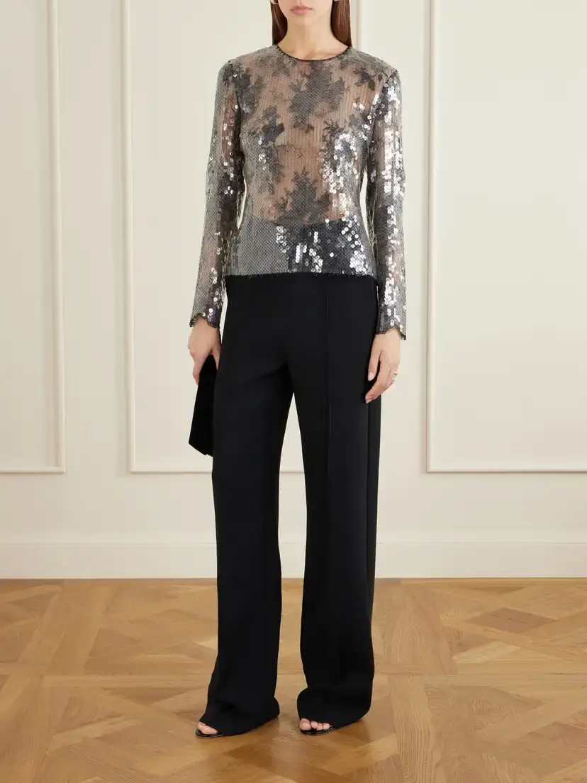Veronica de Piante Dalia Lace And Sequins Blouse - Black | Thumbnail 2 Veronica de Piante Dalia Lace And Sequins Blouse - Black | Thumbnail 2
