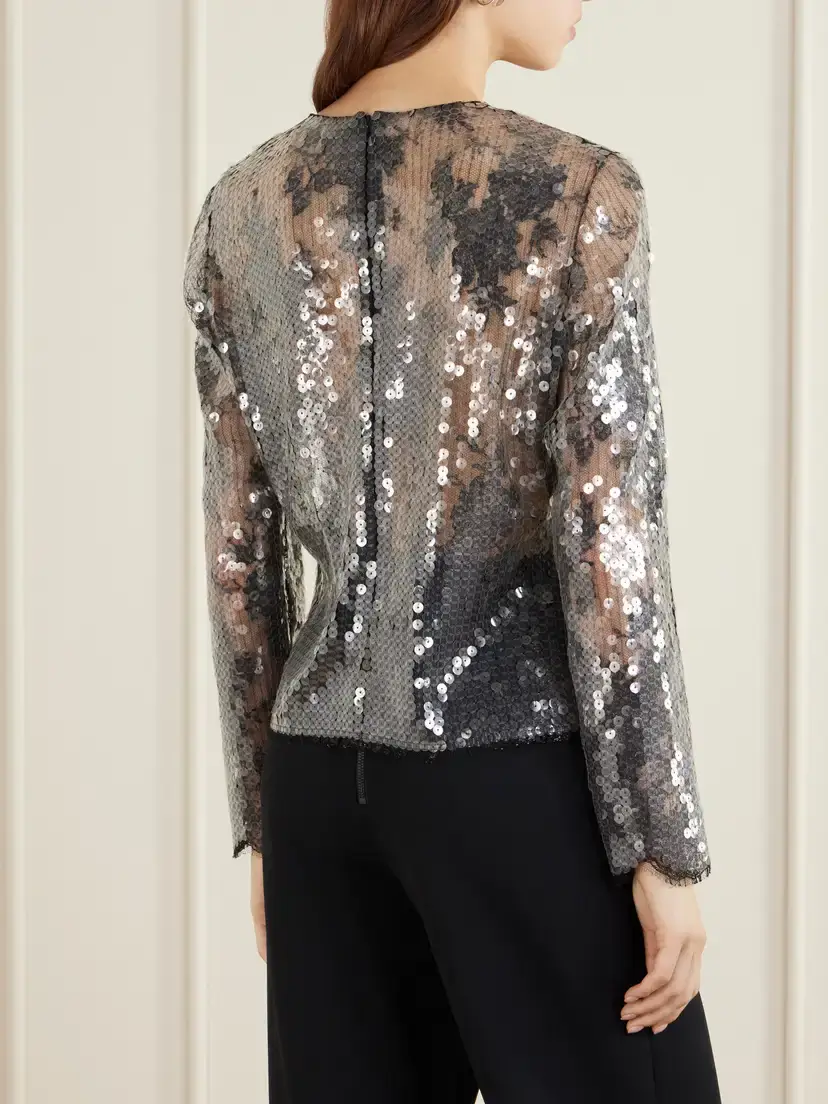 Veronica de Piante Dalia Lace And Sequins Blouse - Black | Thumbnail 4 Veronica de Piante Dalia Lace And Sequins Blouse - Black | Thumbnail 4