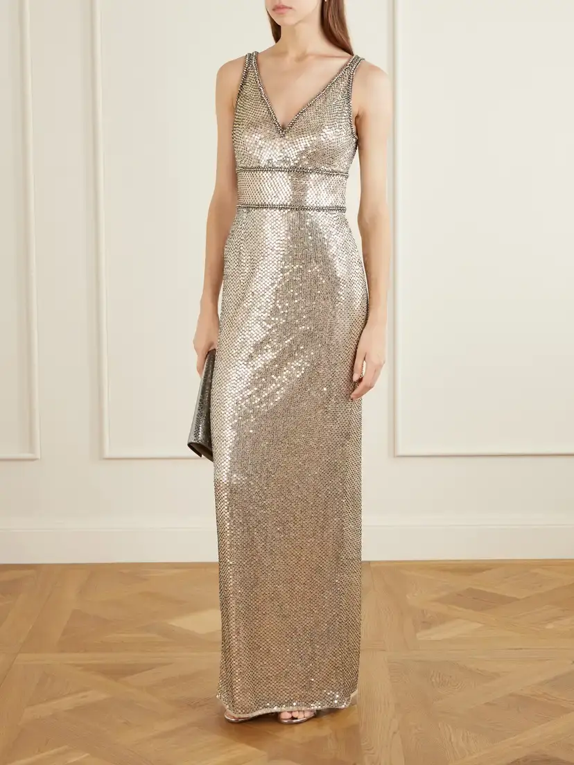 Jenny Packham Odina Crystal-embellished Sequin Tulle Gown | Thumbnail 2
