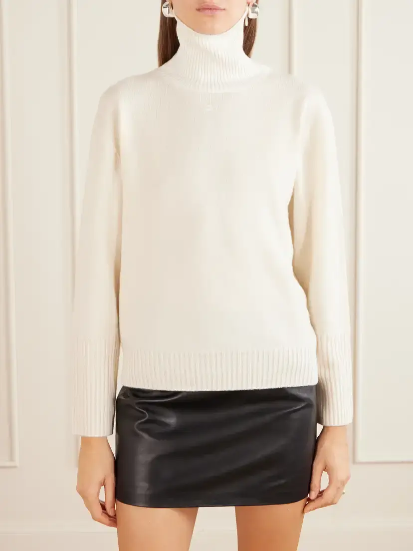 Courrèges Logo-embroidered Ribbed-knit Wool Sweater | Thumbnail 3 Courrèges Logo-embroidered Ribbed-knit Wool Sweater | Thumbnail 3