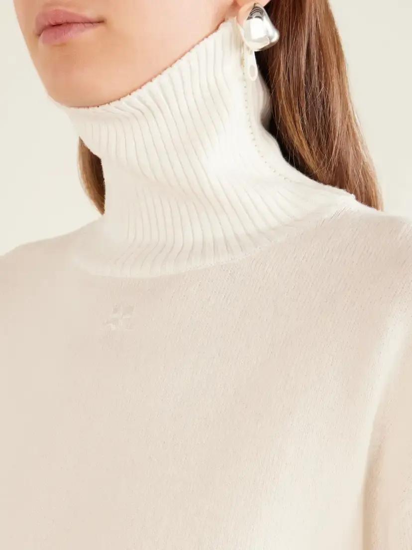 Courrèges Logo-embroidered Ribbed-knit Wool Sweater | Thumbnail 5 Courrèges Logo-embroidered Ribbed-knit Wool Sweater | Thumbnail 5