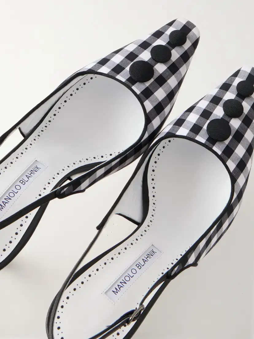 Manolo Blahnik Alexa 90 Embellished Gingham Woven Pumps | Thumbnail 5 Manolo Blahnik Alexa 90 Embellished Gingham Woven Pumps | Thumbnail 5