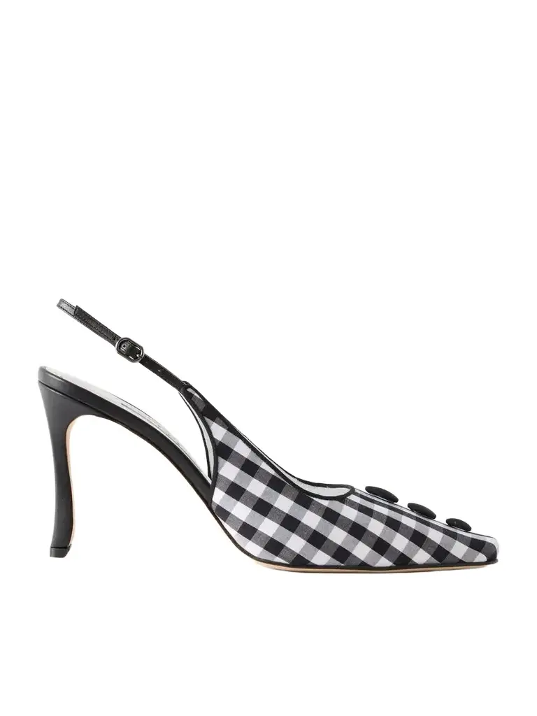 Manolo Blahnik Alexa 90 Embellished Gingham Woven Pumps