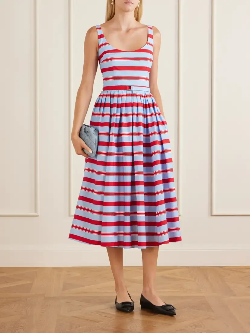 Emilia Wickstead Eglantine Belted Striped Cotton Midi Dress | Thumbnail 2