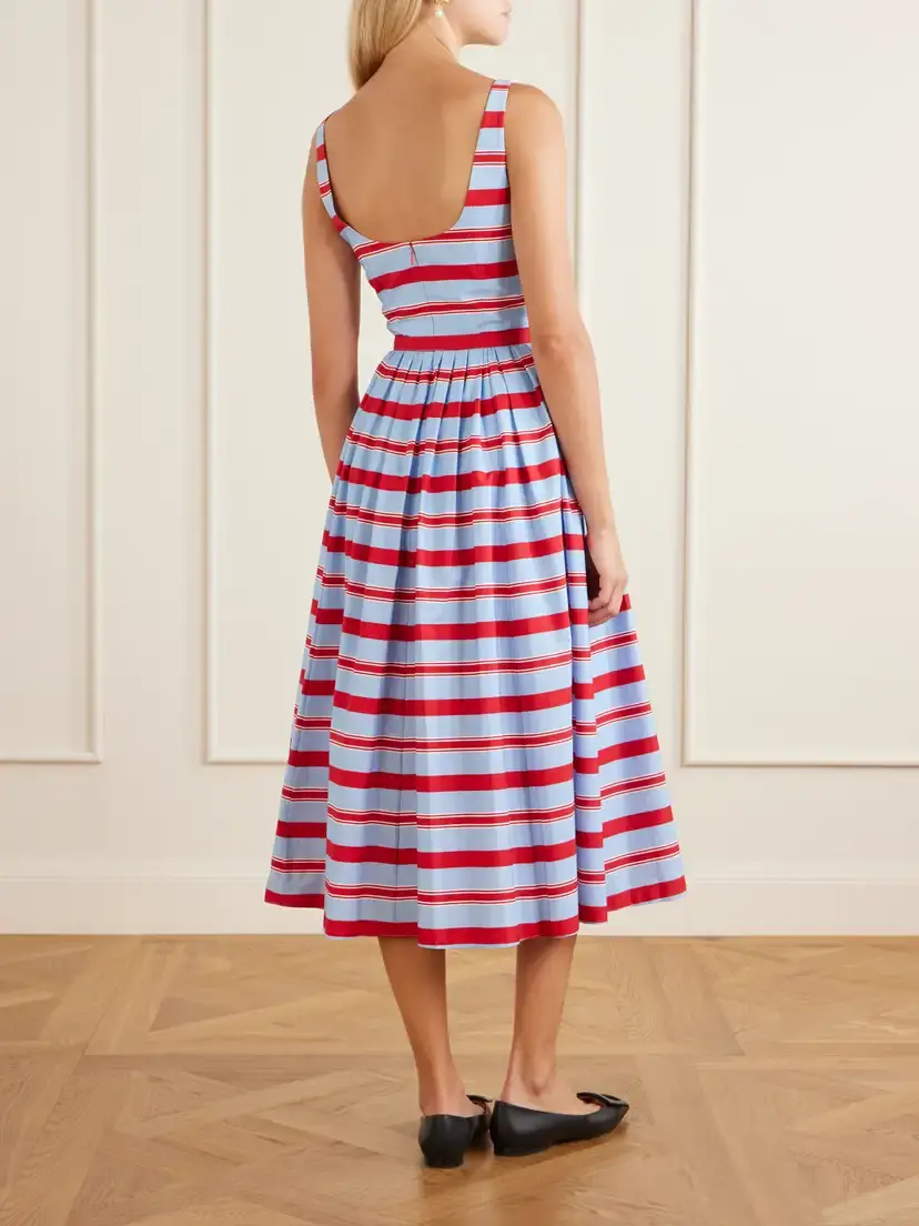 Emilia Wickstead Eglantine Belted Striped Cotton Midi Dress | Thumbnail 3