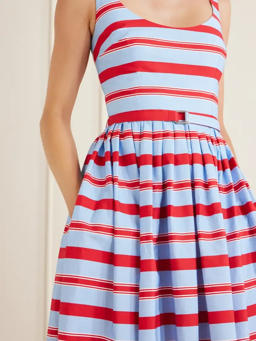 Emilia Wickstead Eglantine Belted Striped Cotton Midi Dress | Thumbnail 4