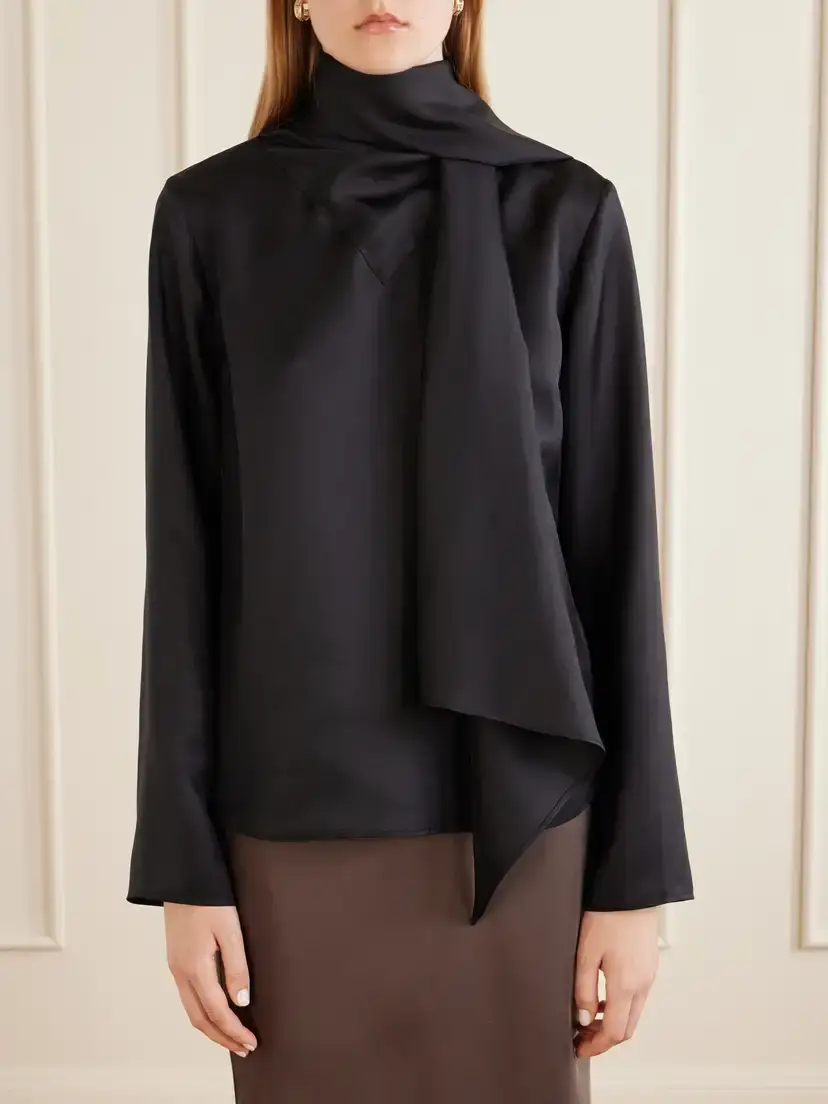 Loulou de Saison Gala Scarf-detail Silk-twill Blouse | Thumbnail 3 Loulou de Saison Gala Scarf-detail Silk-twill Blouse | Thumbnail 3