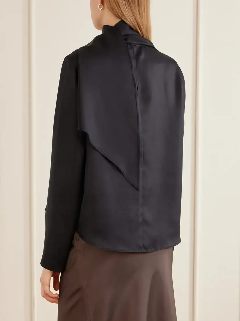 Loulou de Saison Gala Scarf-detail Silk-twill Blouse | Thumbnail 4 Loulou de Saison Gala Scarf-detail Silk-twill Blouse | Thumbnail 4