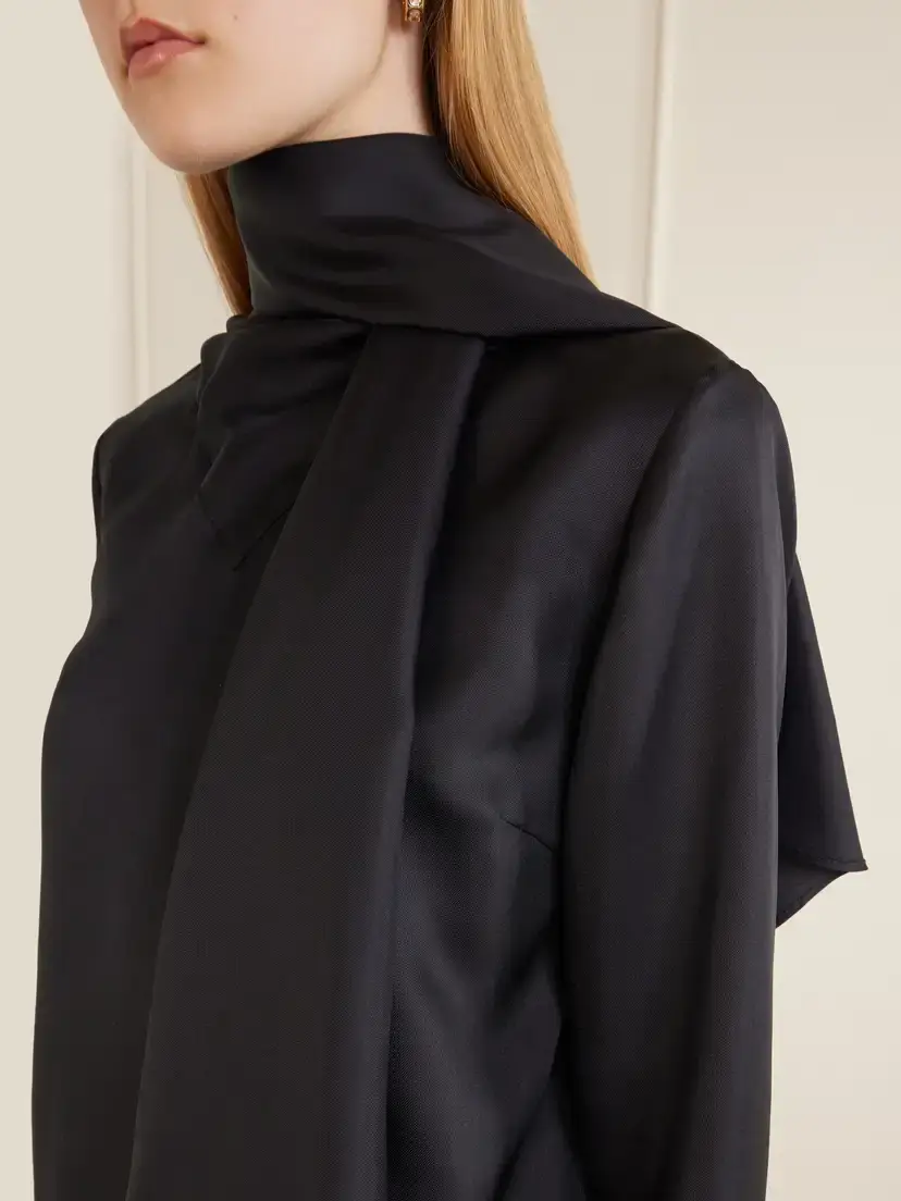 Loulou de Saison Gala Scarf-detail Silk-twill Blouse | Thumbnail 5 Loulou de Saison Gala Scarf-detail Silk-twill Blouse | Thumbnail 5