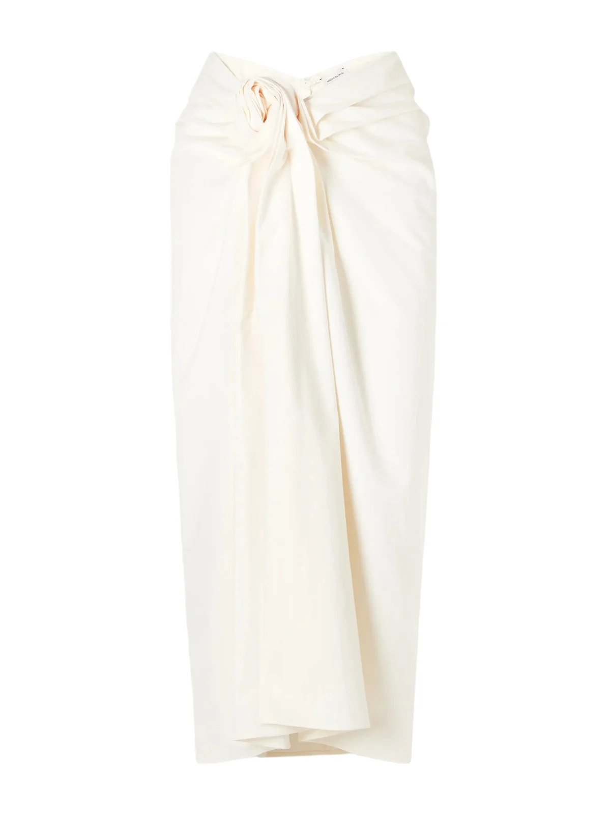 Embellished Gathered Cotton Midi Skirt
