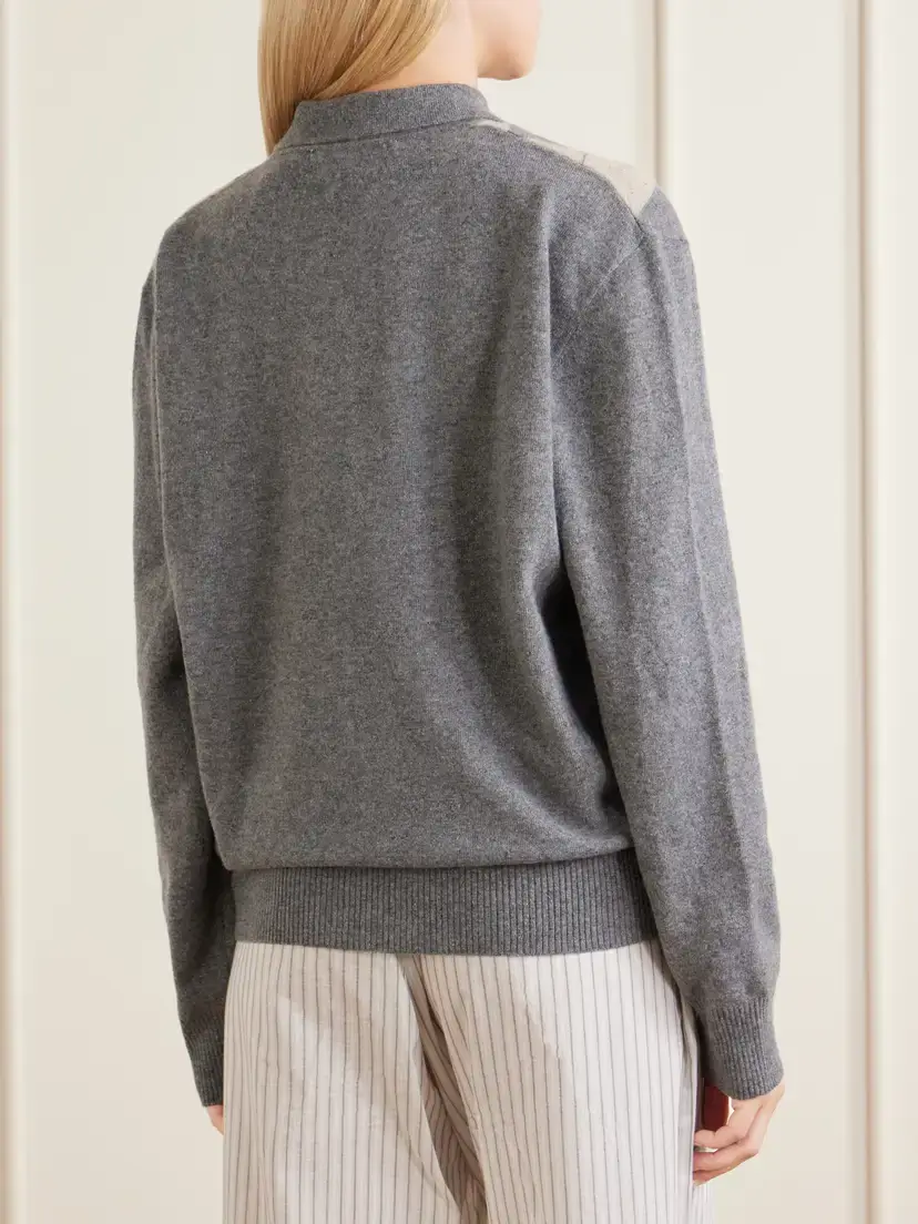 RÓHE Argyle Cashmere, Wool And Silk-blend Polo Sweater | Thumbnail 4 RÓHE Argyle Cashmere, Wool And Silk-blend Polo Sweater | Thumbnail 4