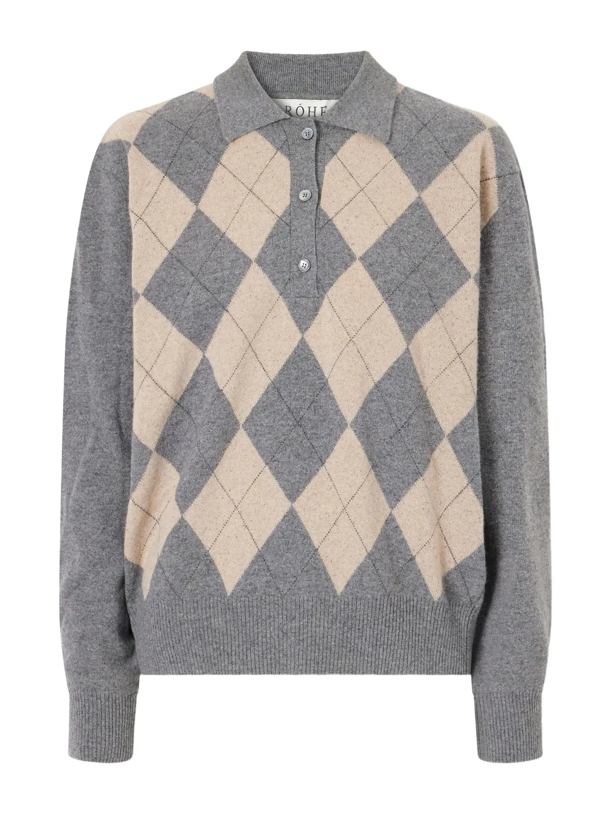 Argyle Cashmere, Wool And Silk-blend Polo Sweater Argyle Cashmere, Wool And Silk-blend Polo Sweater