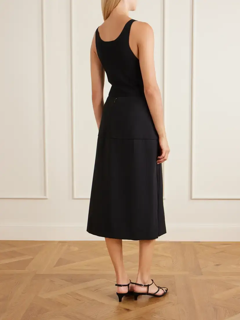Jil Sander Satin-trimmed Wool Midi Skirt | Thumbnail 4 Jil Sander Satin-trimmed Wool Midi Skirt | Thumbnail 4