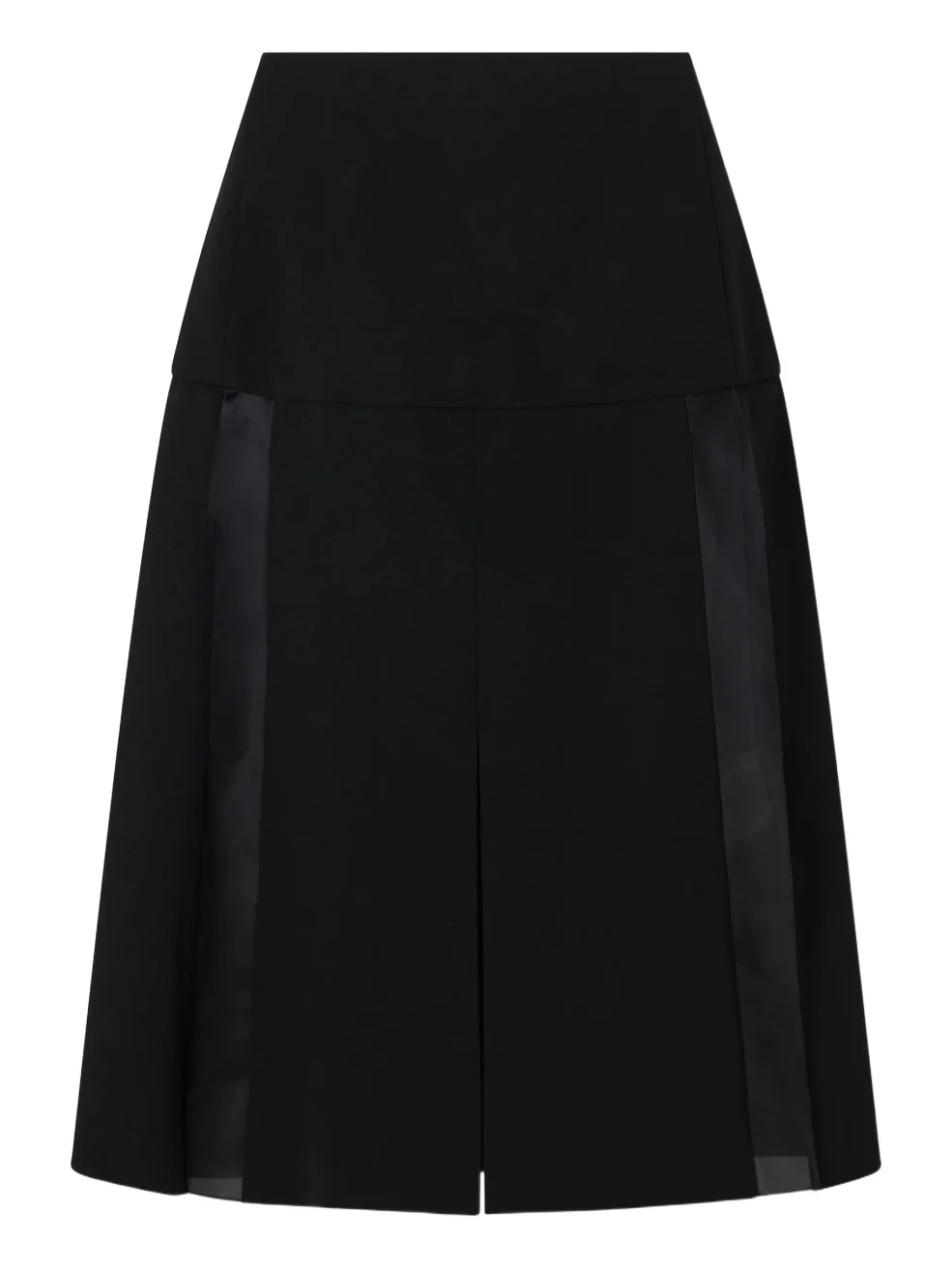 Satin-trimmed Wool Midi Skirt