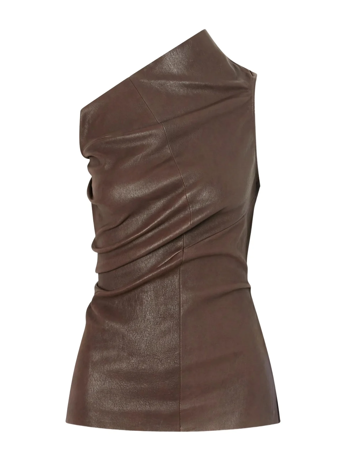 Athena One-shoulder Leather And Cotton-blend Tank - Metallic Athena One-shoulder Leather And Cotton-blend Tank - Metallic