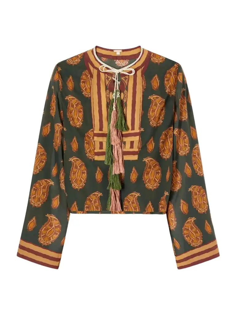 Sun Whisper Printed Cotton Blouse