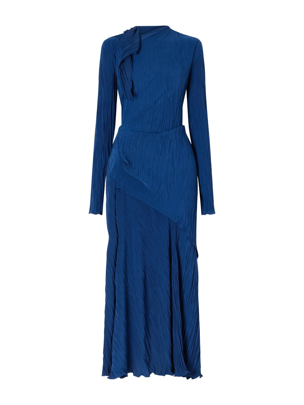 Draped Plissé-crepe Midi Dress