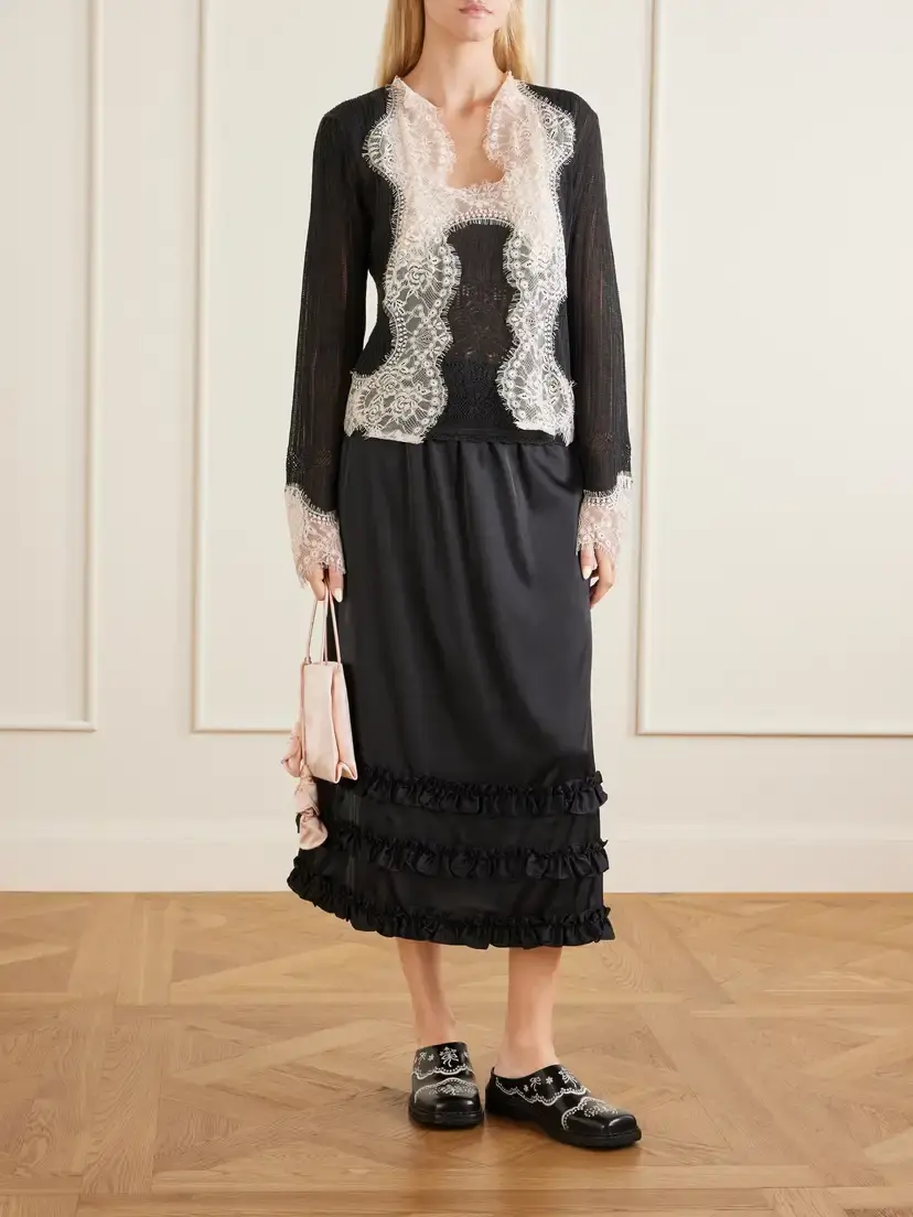 ANNA SUI Lace-trimmed Jersey Cardigan | Thumbnail 2 ANNA SUI Lace-trimmed Jersey Cardigan | Thumbnail 2