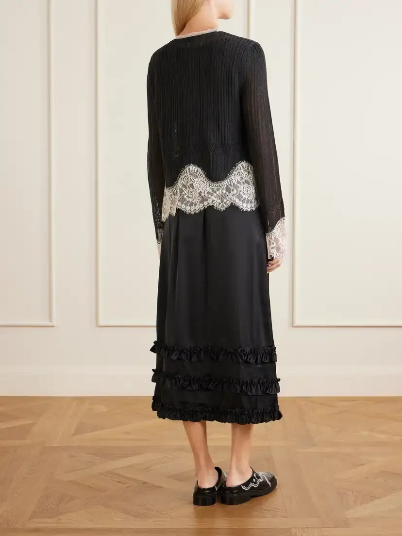 ANNA SUI Lace-trimmed Jersey Cardigan | Thumbnail 4 ANNA SUI Lace-trimmed Jersey Cardigan | Thumbnail 4