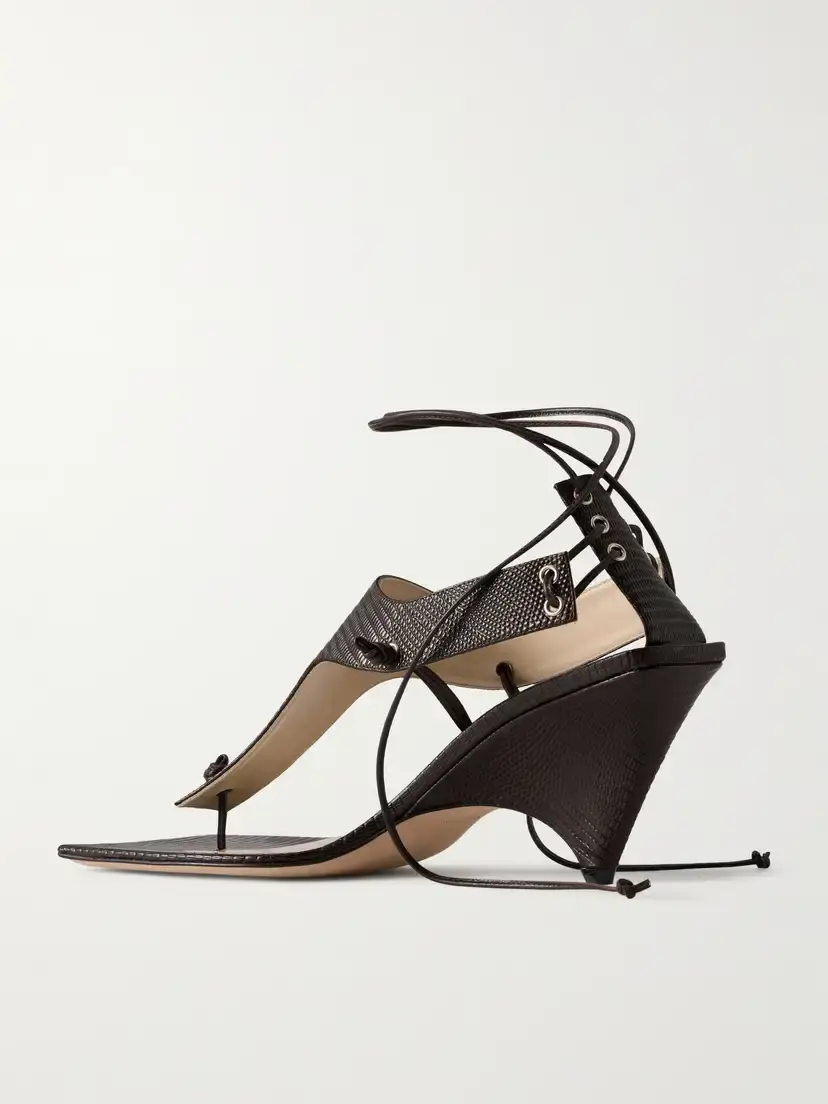 CHRISTEN Edge T-strap 75 Textured Leather Sandals | Thumbnail 3 CHRISTEN Edge T-strap 75 Textured Leather Sandals | Thumbnail 3
