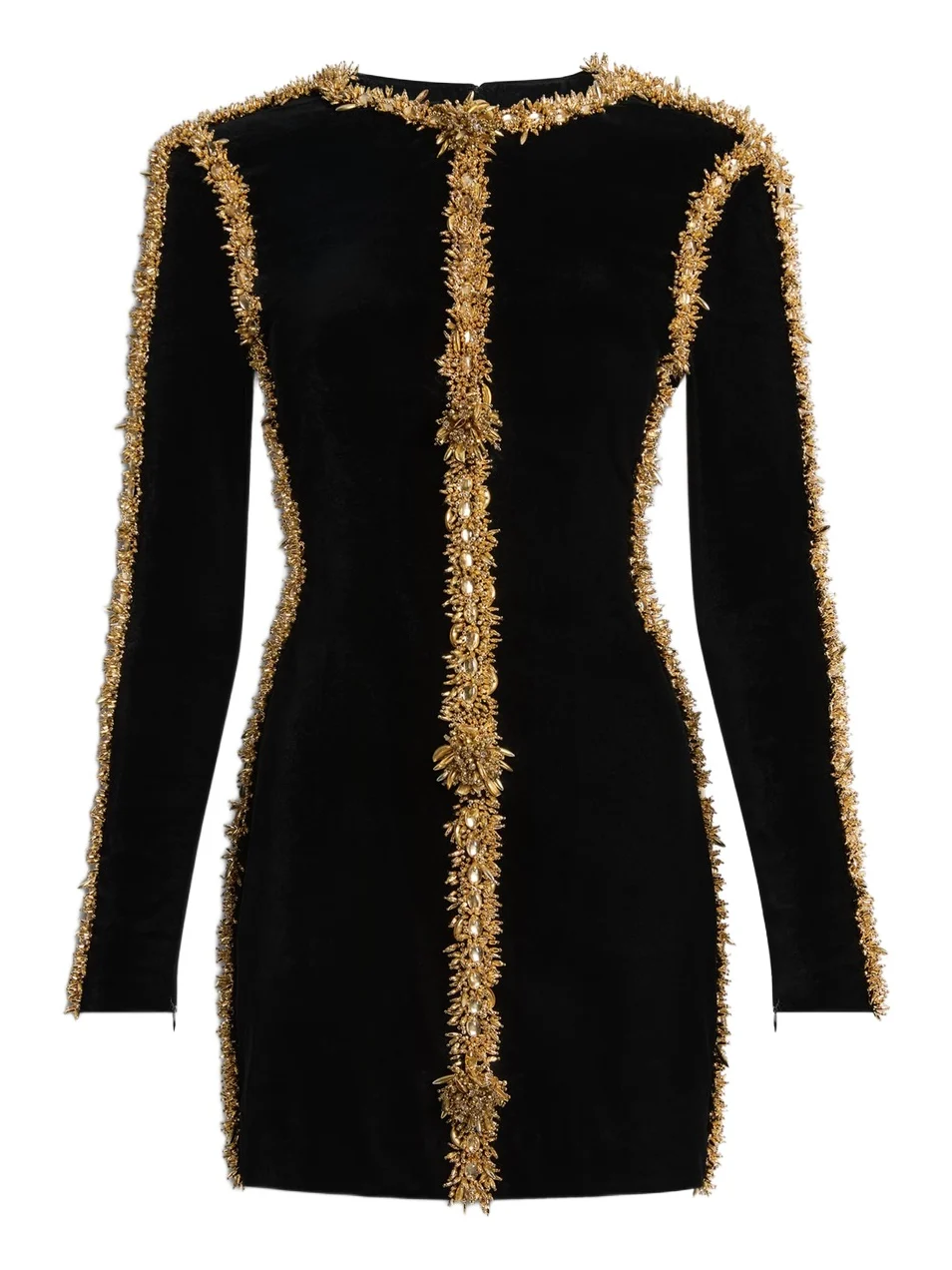 Velvet dress with embroidered trim