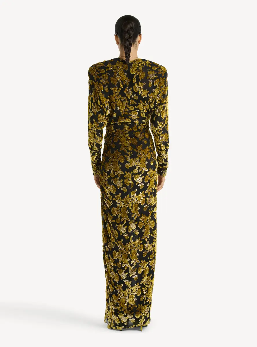 Balmain Long velvet jacquard dress | Thumbnail 3 Balmain Long velvet jacquard dress | Thumbnail 3