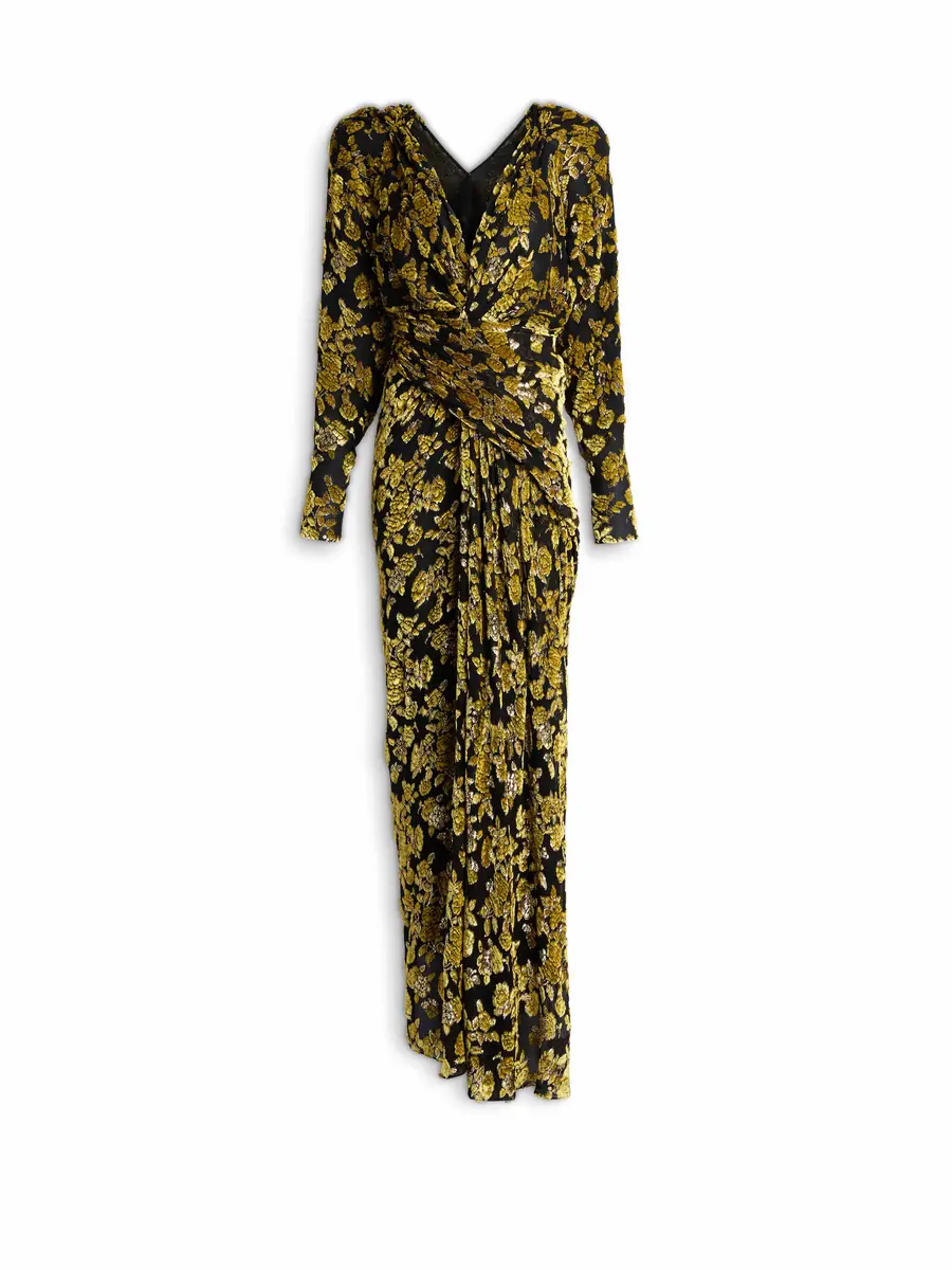 Balmain Long velvet jacquard dress | Image 1 Balmain Long velvet jacquard dress | Image 1