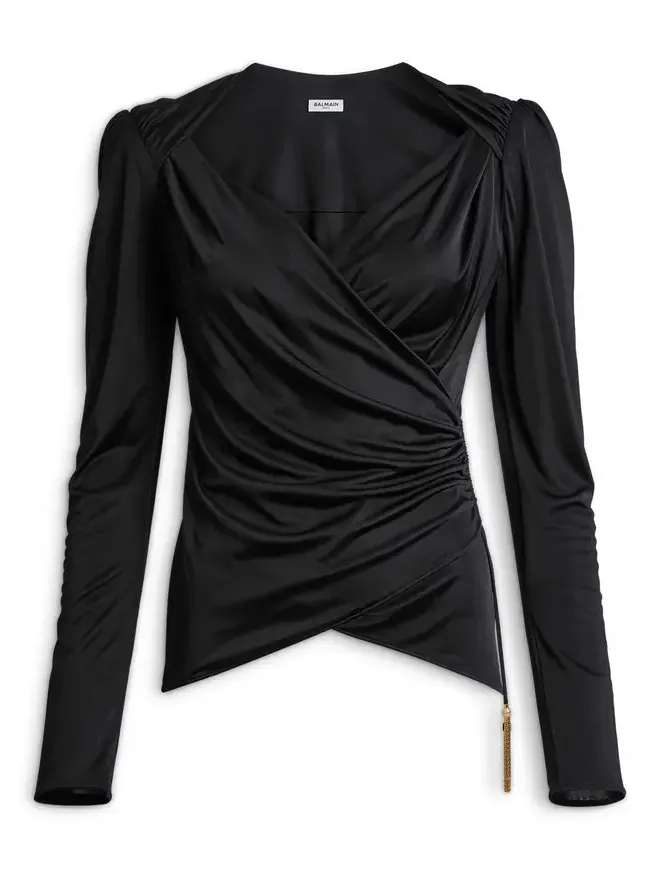 Draped flowing jersey top