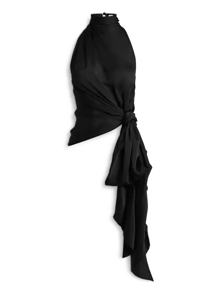 Open-back silk charmeuse top