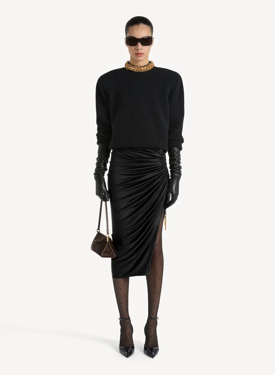 Balmain Flowing jersey midi skirt with slit | Thumbnail 2 Balmain Flowing jersey midi skirt with slit | Thumbnail 2
