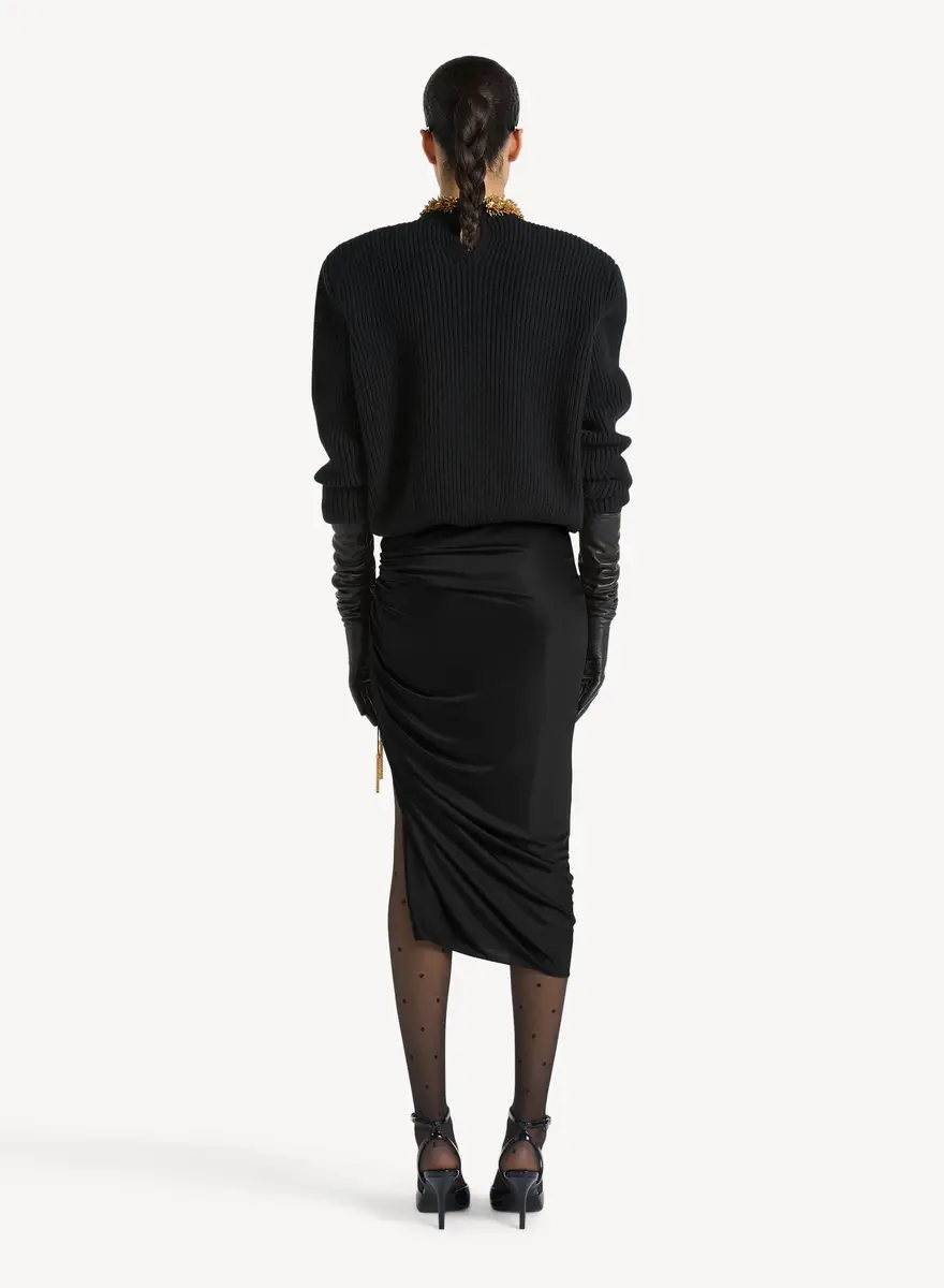 Balmain Flowing jersey midi skirt with slit | Thumbnail 3 Balmain Flowing jersey midi skirt with slit | Thumbnail 3